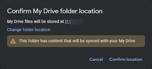 Select a local folder for Google Drive